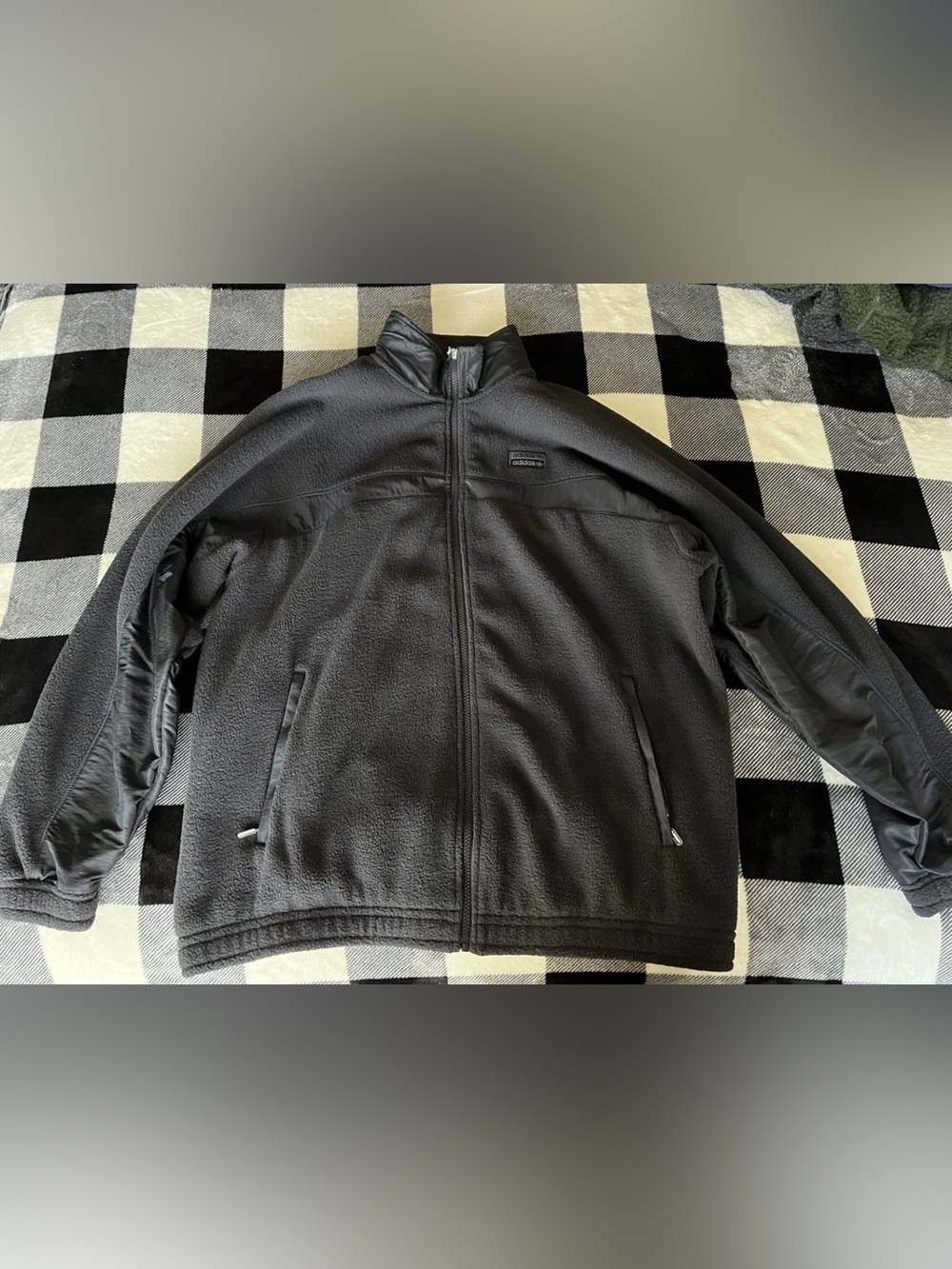 Size Large - Adidas Black Fleece Full Zip Track Fleece Jacket